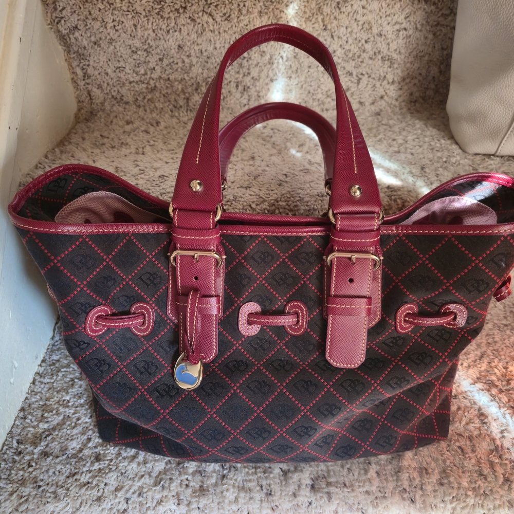 Dooney & Bourke Red and Black Large Tote Bag